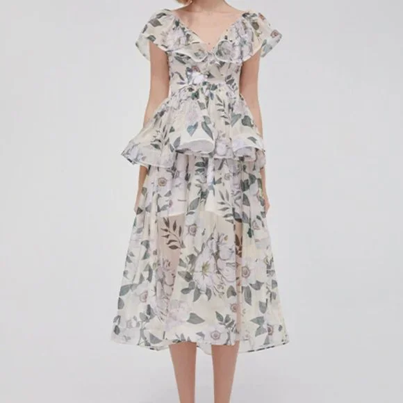 FLORAL MIDI DRESS - Picture 4 of 7
